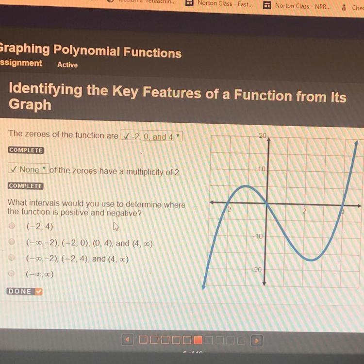 What intervals would you use to determine where the function is positive and negative-example-1