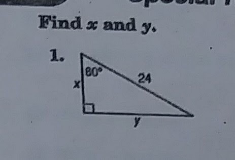 Trigonometry lesson. Find X and Y-example-1