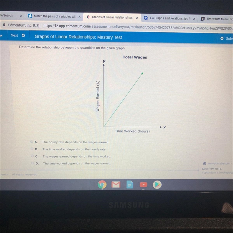 Determine the relationship between the quantities of the given graph.-example-1