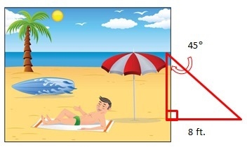 What is the height of the beach umbrella? Using your knowledge of sine, cosine, and-example-1