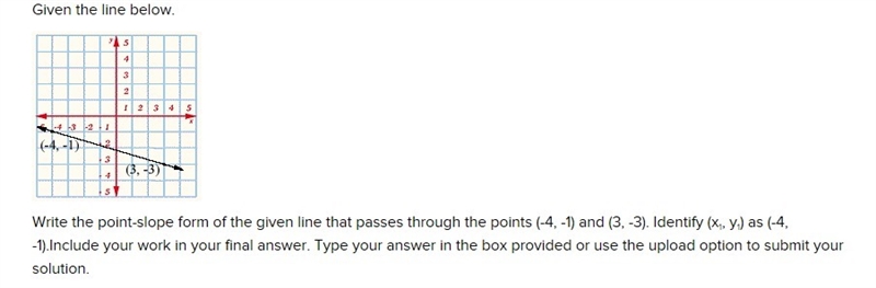 Write the point-slope form of the given line that passes through the points (-4, -1) and-example-1