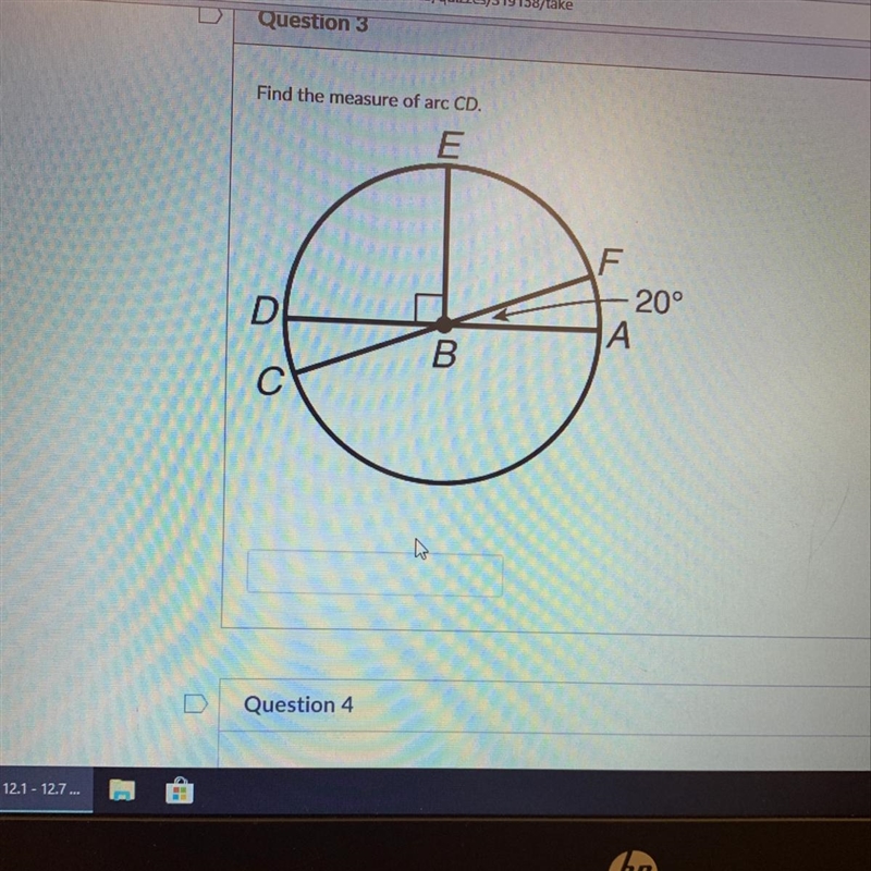 Find the measure of arc CD-example-1