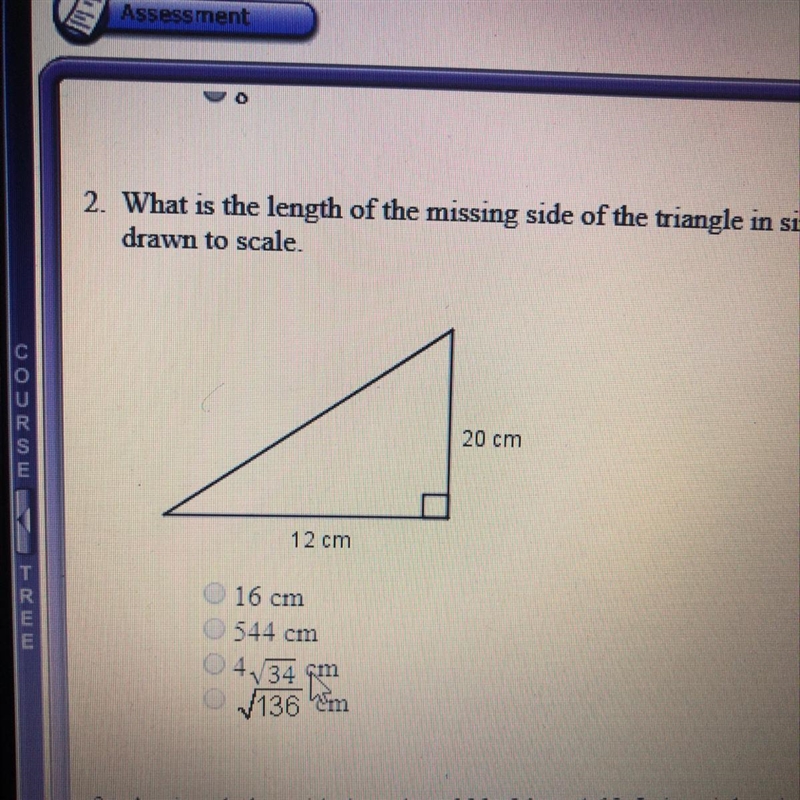 What is the length of the missing side of the triangle in simplest radical form? the-example-1