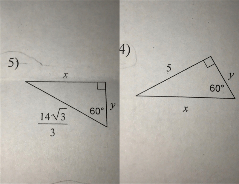 Help on solving these special right triangle problems?? Look at picture Thank you-example-1