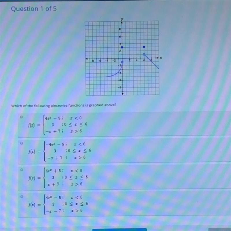 Which of the following piecewise functions is graphed above?-example-1