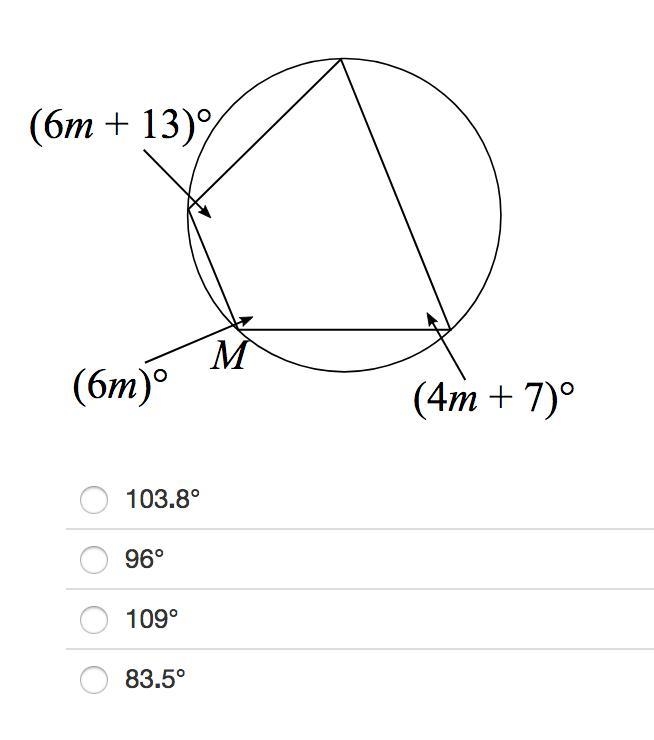 Find the value of angle M. HELP ME PLEASE!! Show your work!!-example-1