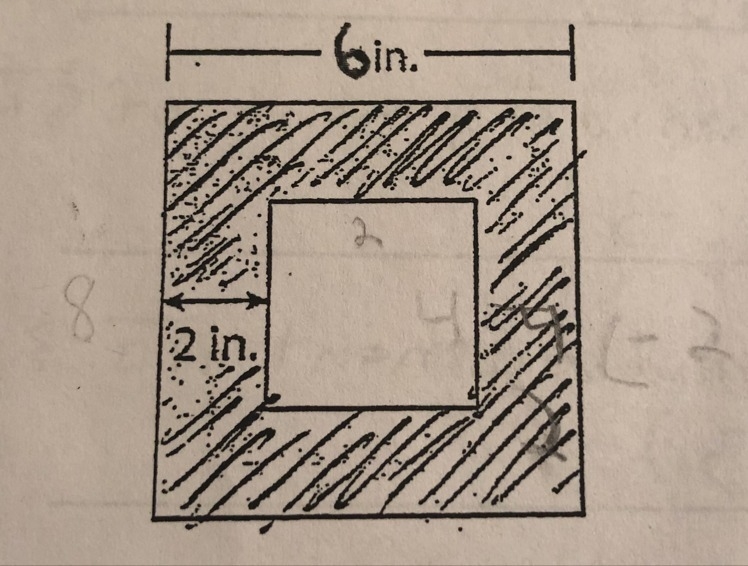 1. Find the area of the unshaded square 2. Find the area of the large square 3. What-example-1