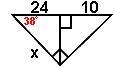 SEE PHOTO. Based on the diagram, all of the following are true except... A) cos38 = 24/x-example-1