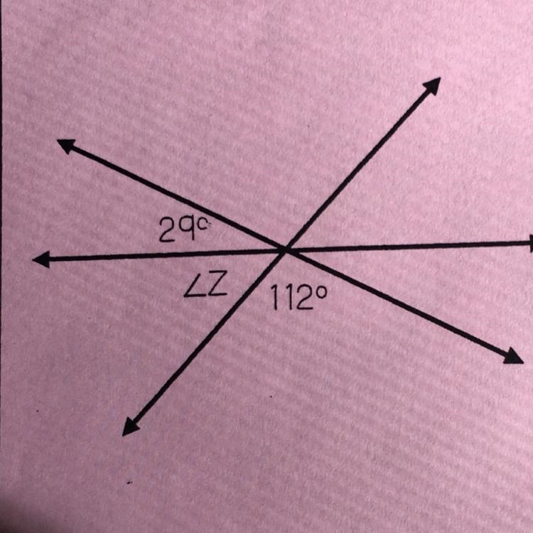 Write and solve an equation to find the measure of z?-example-1