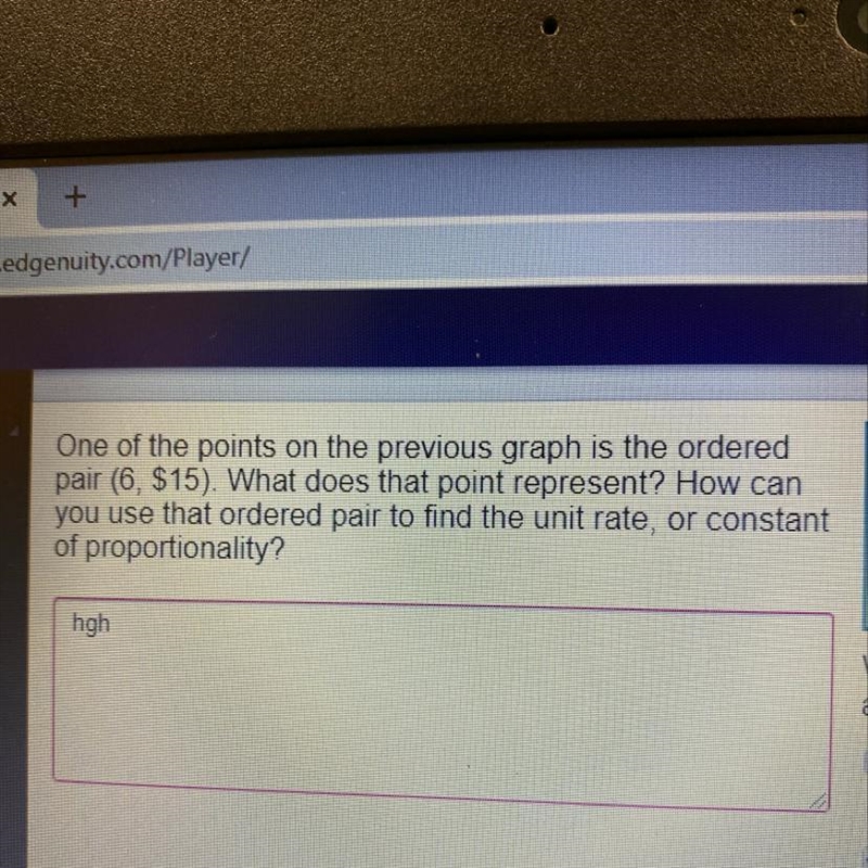 One of the points on the previous graph is the ordered pair(6,$15). What does the-example-1