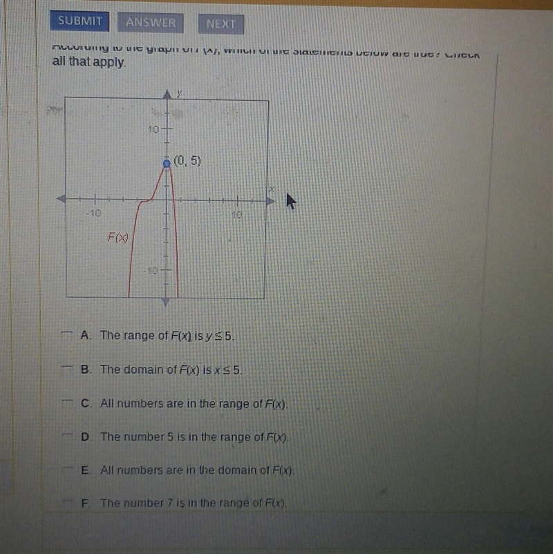 According to the graph of F(x) which of the statement below are true? check all that-example-1