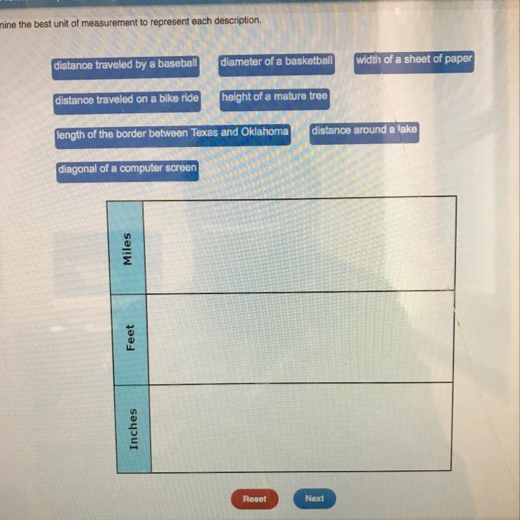 Determine the best unit of measurement to represent each description-example-1