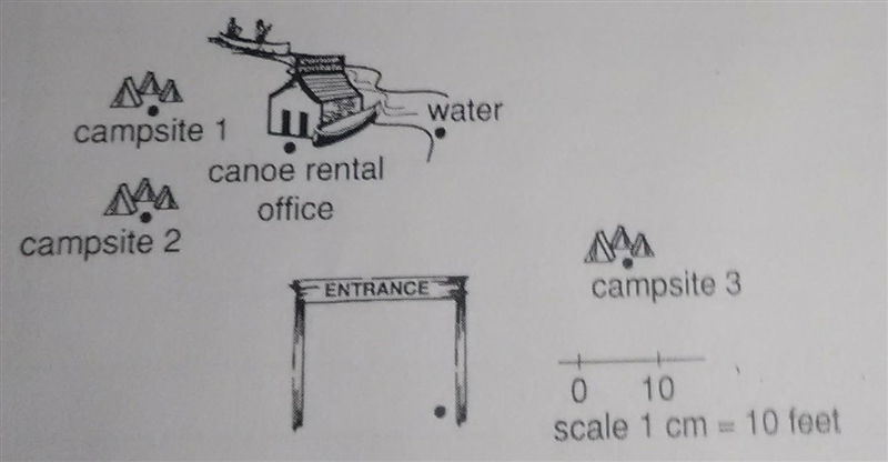 Write a proportion to find the distance from campsite 3 to the water​-example-1