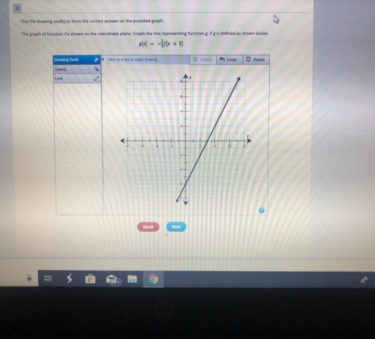 The graph of function f is shown on the coordinate plane. Graph the line representing-example-1