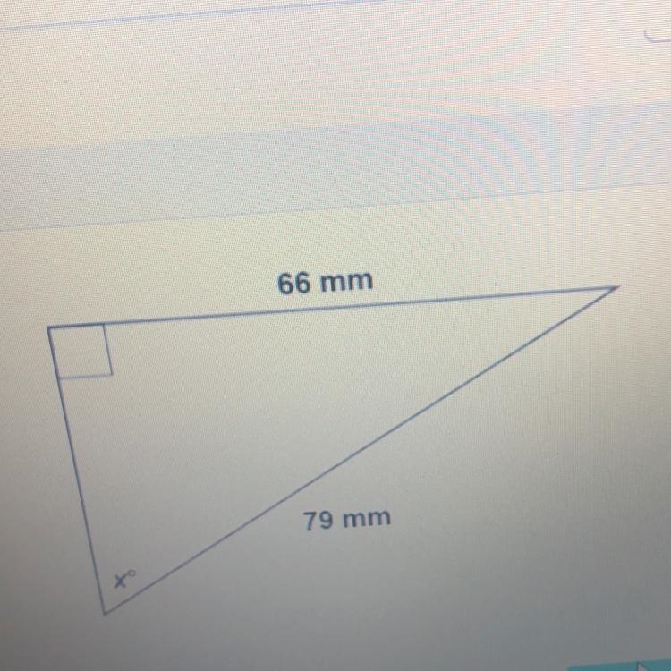 In this triangle, what is the value of x? Enter your answer, rounded to the nearest-example-1