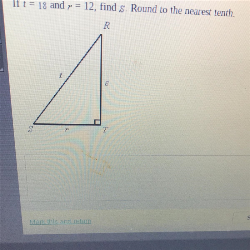 If t=18 and r=12, find S. Round to the nearest tenth-example-1