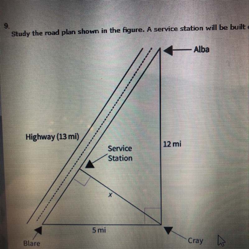 A service station will be built on the highway, and a road will connect it with cray-example-1