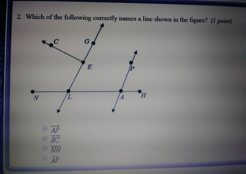 Which of the following correctly names a line shown in the figure?-example-1