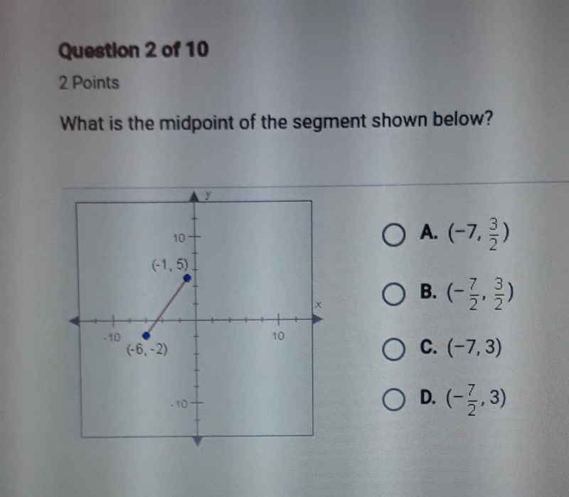 What is the midpoint of the segment shown​-example-1