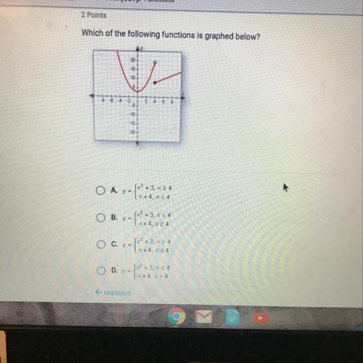 Which of the following functions is graphed below-example-1