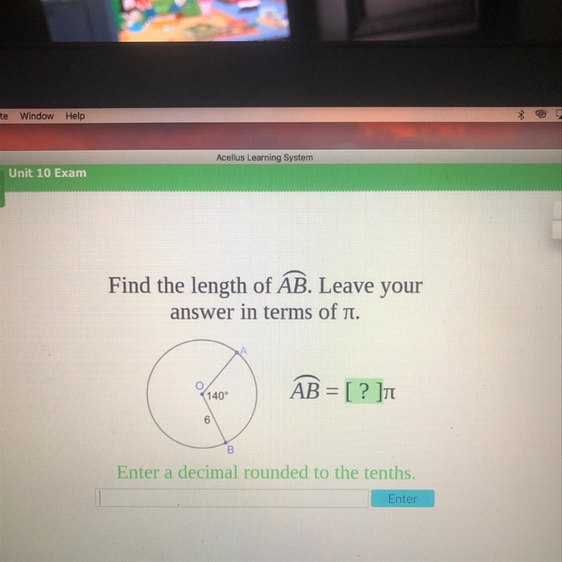 Find the length of AB. Leave your answer in terms of pi-example-1