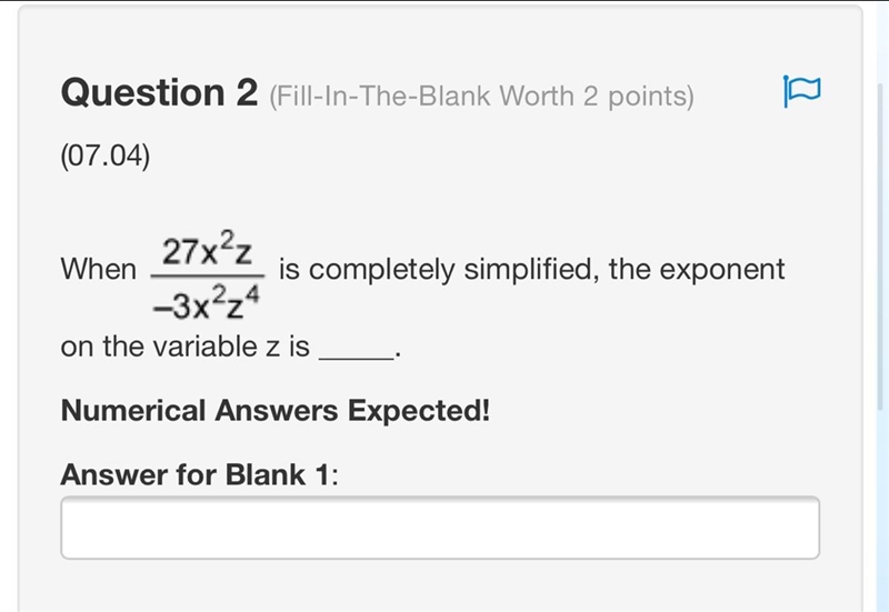 The exponent on variable z is _____-example-1