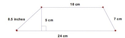 What is the area of the trapezoid? [A = 1 2 (b1 + b2)h] A. 1249.5 sq cm B. 162.75 sq-example-1