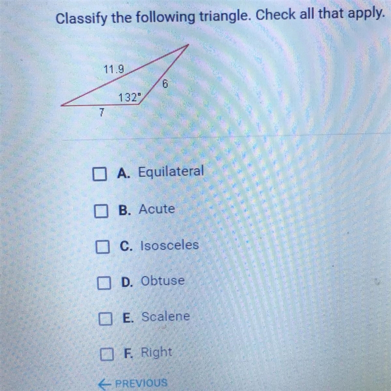 Classify the following triangle. Check all that apply.-example-1