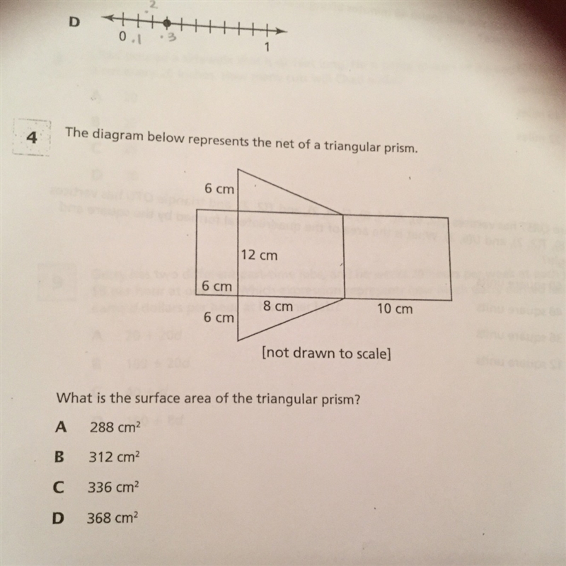 The diagram below represents the net of a triangular prism. What is the surface area-example-1