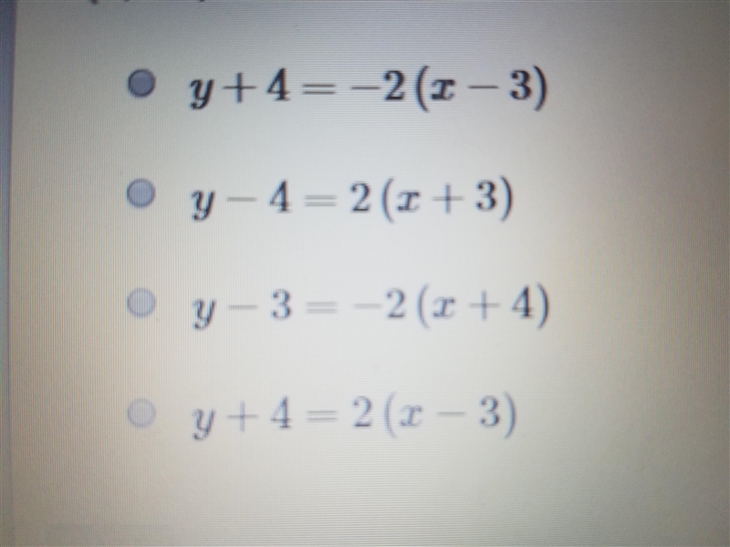 What is an equation in point-slope form for the line that passes through the points-example-1