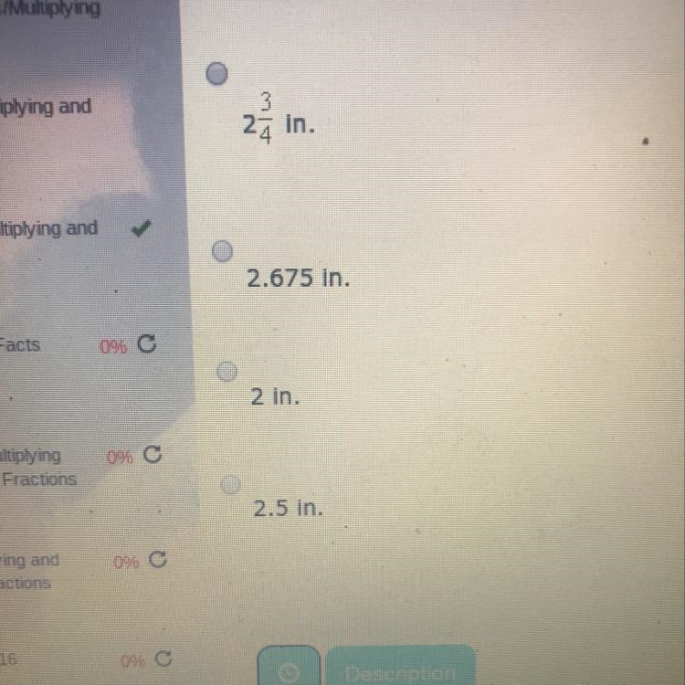 Which measurement is the most precise; 2 in., 2.5 in., 2.675 in., or 2 3/4 in. ?-example-1