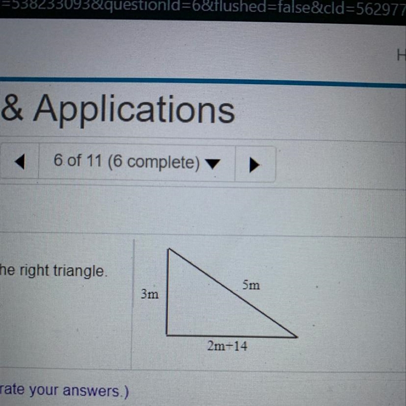 Use the pythagorean theorem to find the lengths of the sides of the right triangle-example-1