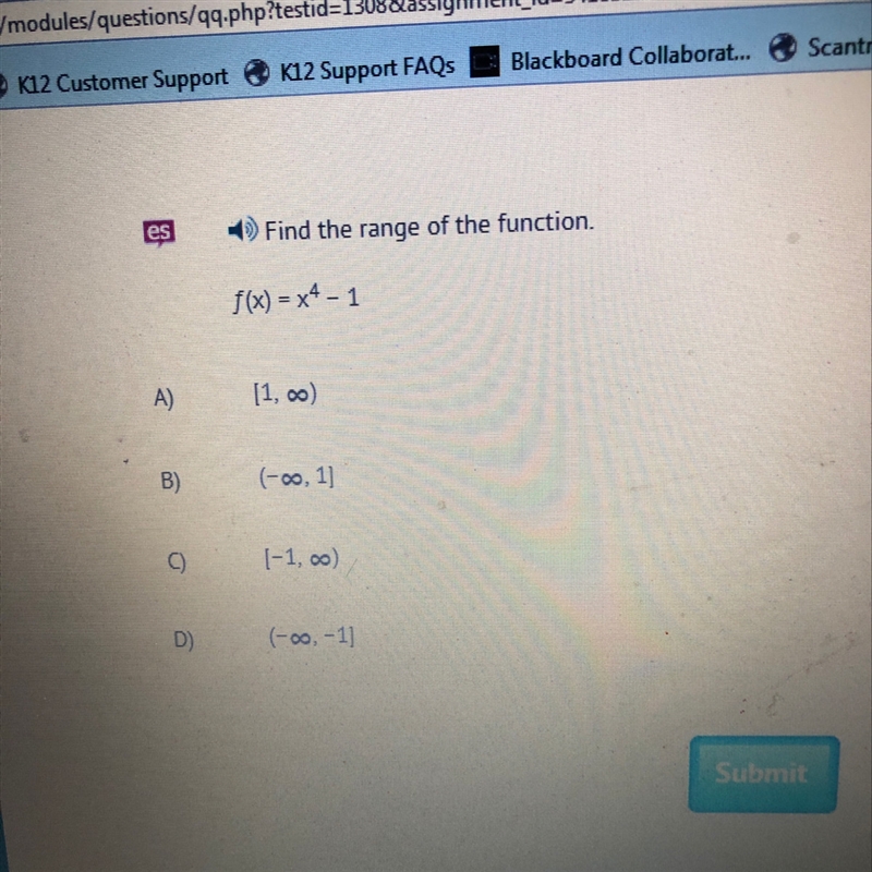 Find the range of the function f(x)=x^4-1-example-1