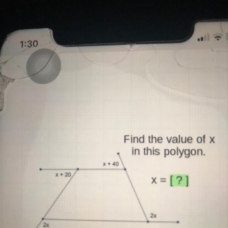 Find the value of x in this polygon-example-1