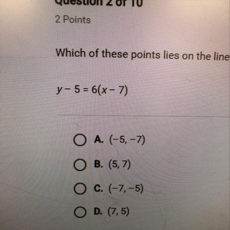 Which of these points lies on the line described by the equation-example-1