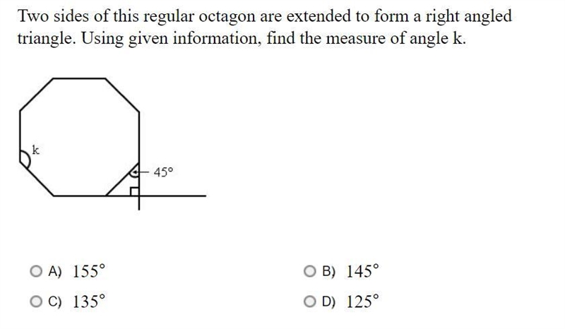 (Picture Provided) Two sides of this regular octagon are extended to form a right-example-1