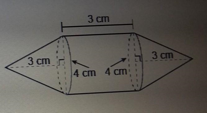 The figure is made up of 2 cones and a cylinder. The cones and cylinder have a 4 cm-example-1