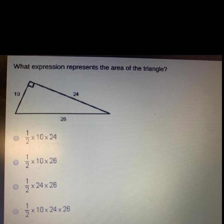 What expression represents the area of the triangle?-example-1