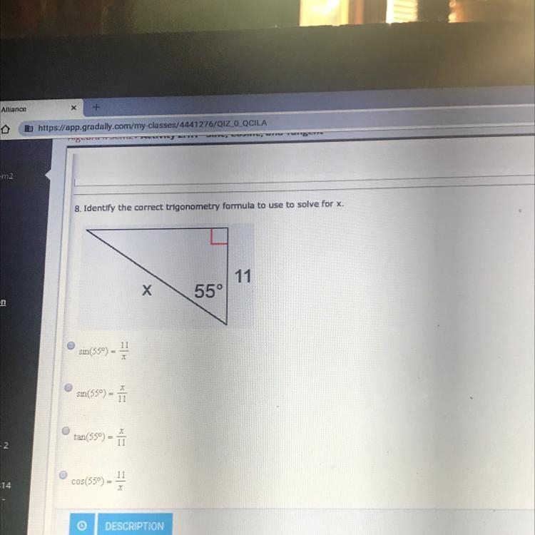 Find the correct trigonometry formula to solve for X.-example-1