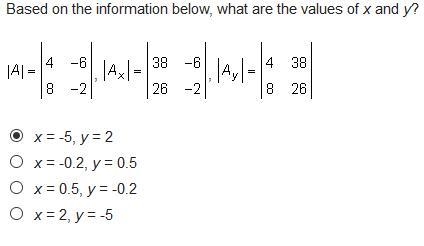 Using Cramer's rule to solve linear systems.-example-1