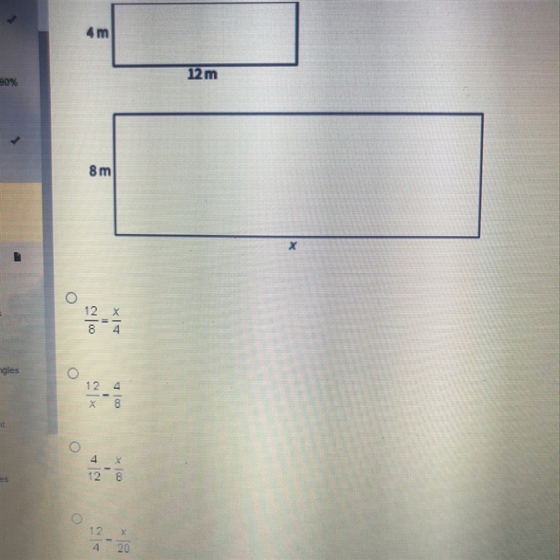 These two rectangles are similar. Which is a correct proportion for corresponding-example-1