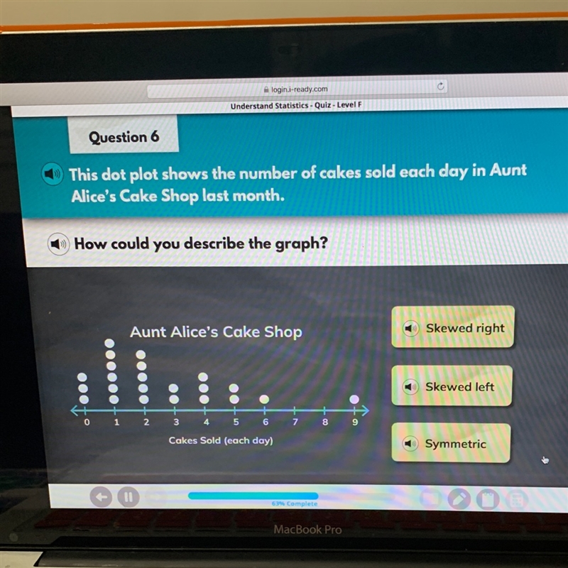 This dot plot shows the number of cakes sold each day in aunt Alice’s cake shop last-example-1