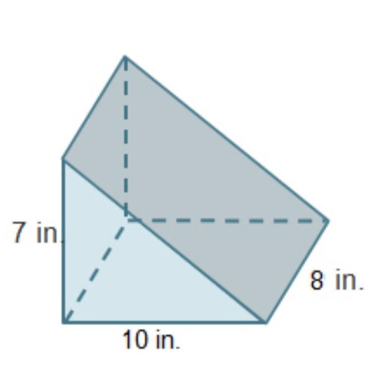 What is the volume of this solid? Recall the formula V=Bh. A. 280 cubic inches B. 385 cubic-example-1