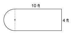 This figure consists of a rectangle and semicircle. What is the perimeter of this-example-1