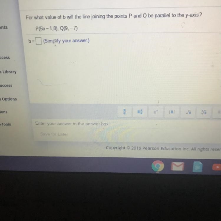 For what value of b will the line joining points p and q be parallel to the y-axis-example-1