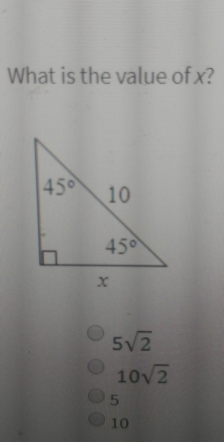 What is the value of x 45 10 45​-example-1