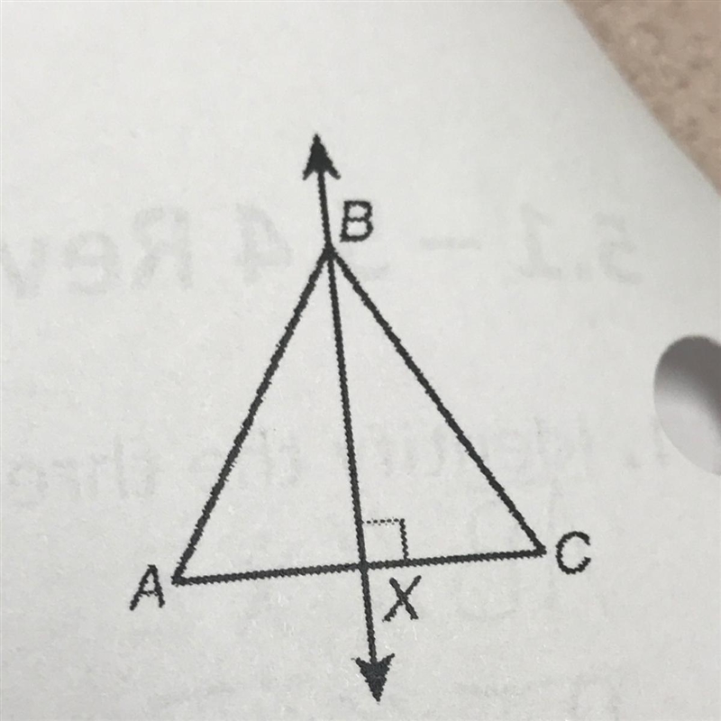 10. If AB = BC, AX = 4x + 5, and CX = 15, find AC.-example-1