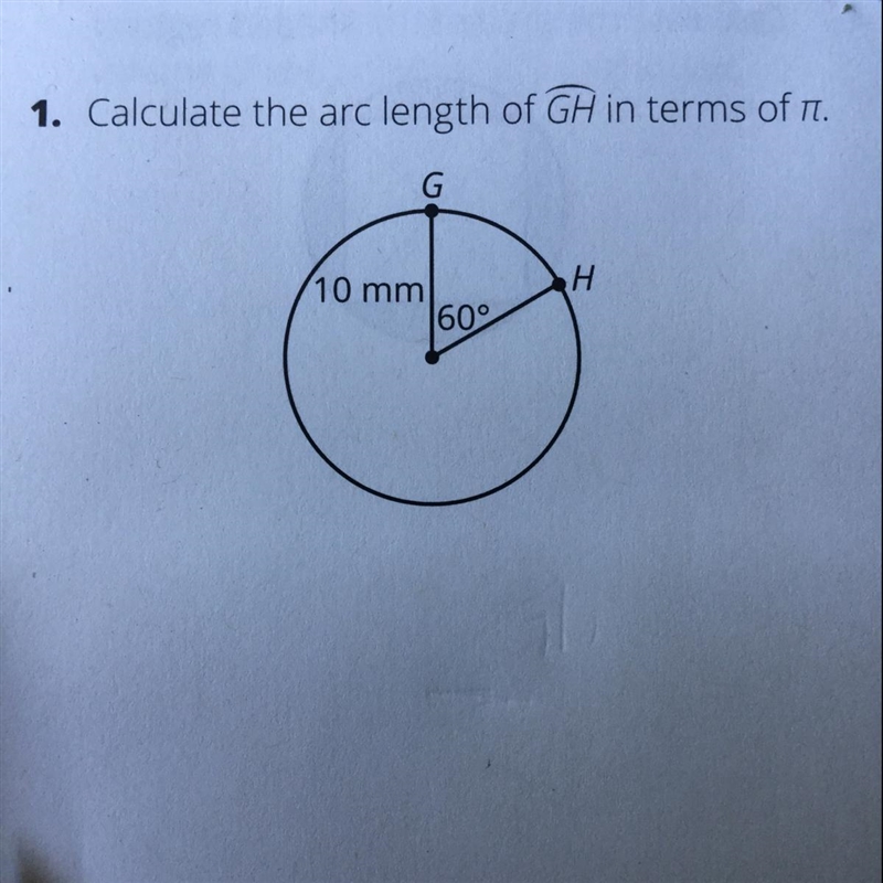 Calculate the arc length of GH in terms of pi.-example-1