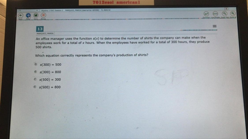 An office manager uses the function s (x) to determine the number of shirts the company-example-1