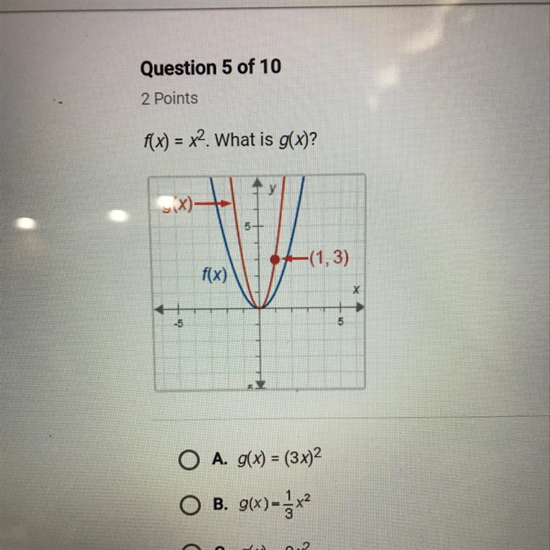 If f(x)=x^2 what is g(x)-example-1